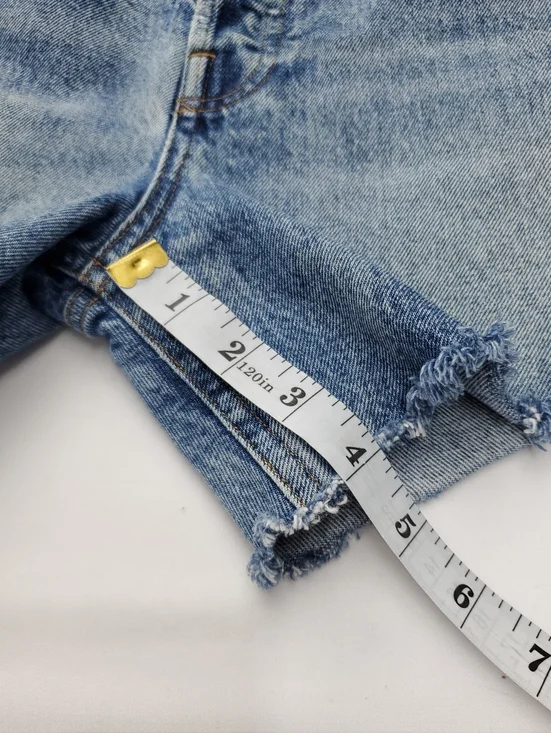 Agolde Womens Cut-Off Blue Denim Shorts Riley Button Fly High Rise Cotton Sz 27 - Picture 6 of 9